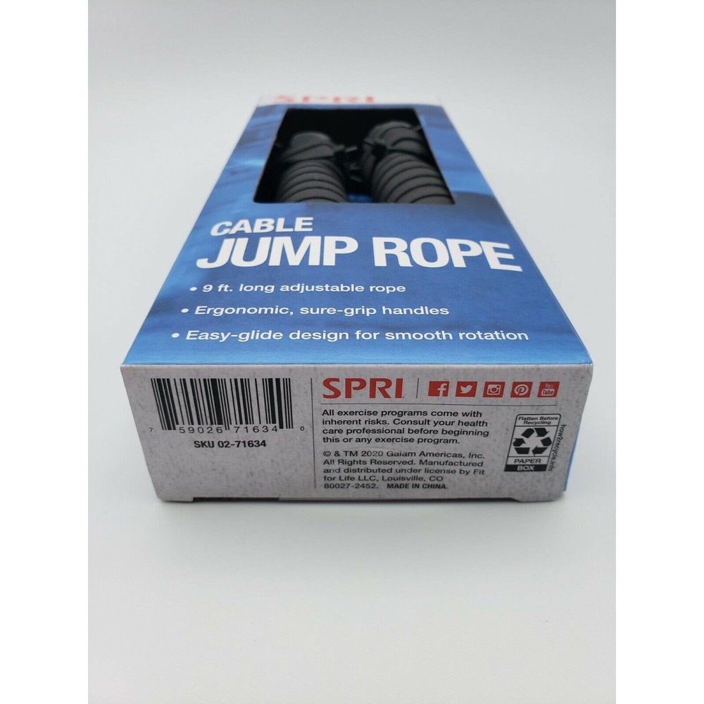 Adjustable Covered Steel Cable Jump Rope, 9ft - Picture 5 of 6